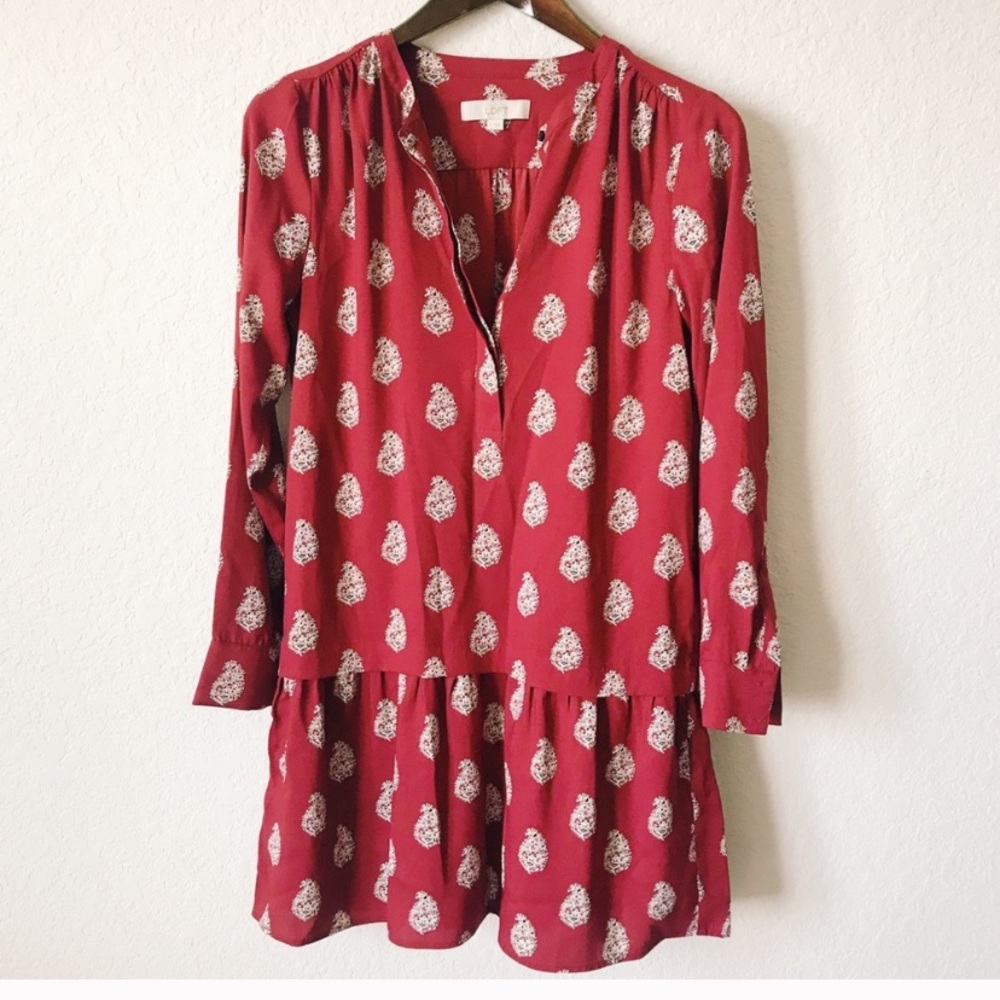 Loft Casual Burgundy Dress SZ Small